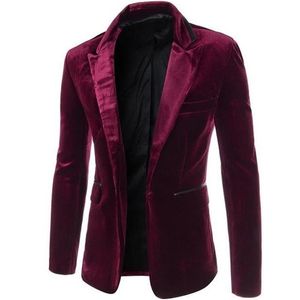 Trajes para hombres Blazers Chaqueta Moda Casual Ropa de terciopelo Traje Vintage Rojo Negro Púrpura Tamaño personalizado Color y tarjeta