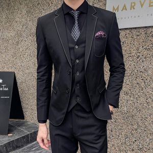 Costumes pour hommes Blazers luxe social coupe solide Slim Fit Tuxedos hommes robe 3 pièces costume de mariage hommes affaires formel homme Blazer