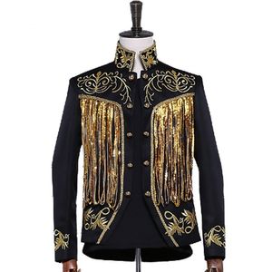 Costumes pour hommes Blazers Hommes Or Argent Twinkle Gland Paillettes Broderie Double Boutonnage Chanteur Costume Veste Hommes Slim Fit Blazer Designs 230608