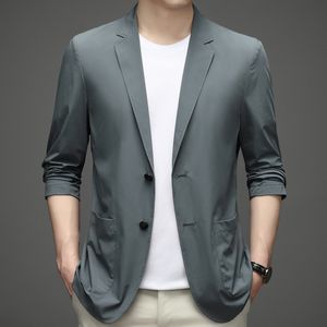 Men's Suits Blazers Men's Suit Jacket Summer Ultra-Thin Breathable High Elastic Lightweight Ice Silk Sun Protection Casual Suit Jacket Men 230804