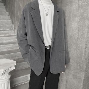 Costumes pour hommes Blazers Hommes Printemps Simple Bouton Poches Lâches All-Match Tendance Casual Style Coréen Rétro Hommes Ulzzang Chic Tops Harajuku