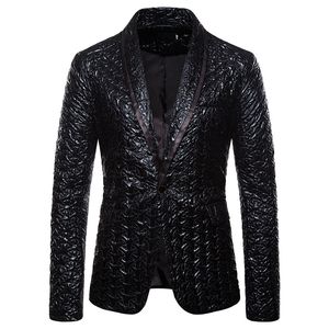 Costumes pour hommes Blazers Mens Black Jacquard bronzing costume veste blazer châle collier un bouton blazers de fête des hommes de fête de mariage chanteur costume homme xxl 230130