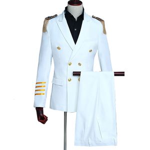 Costumes Hommes Blazers Hommes Capitaine Costumes Revers Compagnie Aérienne Pilote Capitaine Costume Costume Uniforme Déguisement Veste Pantalon Marié Costume De Mariage Blazer Slim Fit 230506