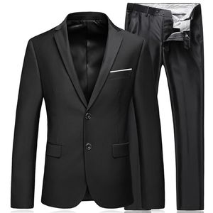 Trajes de hombre Blazers Niza Negocios Alta calidad Caballero Negro Conjunto de traje de 2 piezas / Abrigo Chaqueta Pantalones Pantalones clásicos