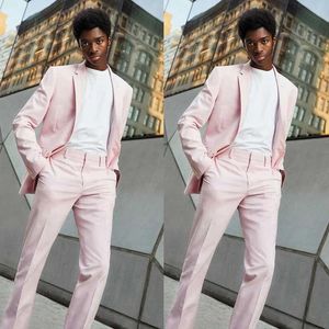 Trajes de hombre Blazers Pink Men Suit Two Pieces Blazer Pants Modern Gentlemen Single Breasted Wedding Business Causal Prom Tailored