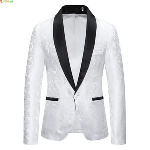 Costumes pour hommes Blazers Blanc Fleur De Cajou Blazer Veste Hommes Robe De Soirée De Mariage Manteaux Rouge Bleu Noir Costume Tops Vestes S-XXL 231114