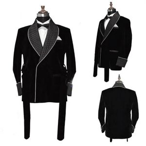 Costumes pour hommes Blazers Hiver Black Velvet Hommes Smoking Pardessus Rouge Longue Veste Groom Party Prom Manteau Business Wear Vêtements Seulement 1 Blazer avec ceinture 231101