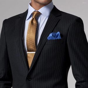 Costumes pour hommes Custom Fit Black White Pinstripe Suit Made For Men Tailor MTM Tuxedos