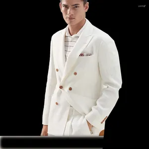 Costumes pour hommes sur mesure sur mesure affaires formel mariage décontracté Ware veste manteau blanc marine laine lin printemps été