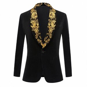 Costumes masculins Broidered Châle Revers Groom Mariage Tuxedos Male Blazers Slim Fit Costume Homme Prom Photo Suit Party Tuxedo L1fy #