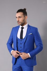 Costumes pour hommes Fashion Design Office Business Men Slim Fit Custom Made Royal Blue 3 Pièces (Veste Gilet Pantalon) Terno Masculino Suit