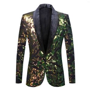 Trajes de hombre Moda Lentejuelas Brillo Adornado Blazer Chaqueta Vintage Lentejuelas Brillante Escenario de boda Costum Mens Night Club Party Wear