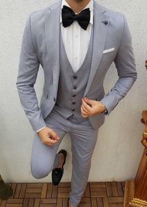 Costumes pour hommes Gris De Luxe Pour Hommes Slim Fit Design De Mode De Mariage Smoking Personnalisé Trois Pièces Veste Pantalon Gilet Terno Masculino Completo