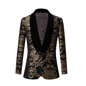 Suits para hombres Jacquard Floral Blazers for Men Single Button Fit Slim Fit Cuade Temporada Soft cómoda Jakcet Terno Masculino