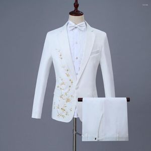 Trajes para hombres Últimos diseños de pantalones de abrigo Casual Caballero de un solo pecho Hombres Chaqueta blanca Playa Boda Para hombre Novio Esmoquin