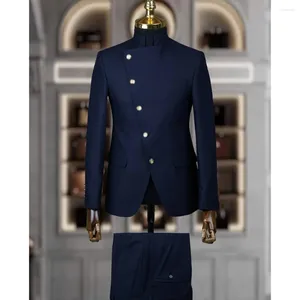 Suits para hombres LESTOS DESIGN DESIGN Men Men Chic Solid Business Outfits Wedding Tuxedo Two Piece Slim Fit Costume Homme 2024