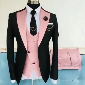 Costumes pour hommes Dernières Designs Pink Vest Mens Classic for Wedding Groom Tuxedo Slim Fit Terno Masculino Prom Party 3pcs Coat Pant