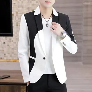 Costumes pour hommes assortis noir et blanc, belle veste de costume Slim printemps automne Version coréenne manteau