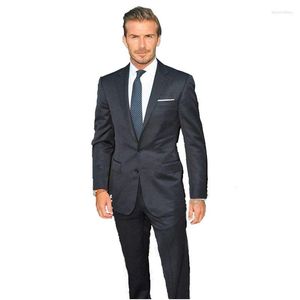 Costumes pour hommes Blazers pour hommes Custom Made Navy Blue Men Wedding Formal Business Tailoe Designer Wear Tuxedos Prom Blazer 2 Piece Jacket