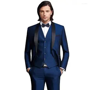 Costumes pour hommes Hommes Châle Revers 3 Pièces Costume Slim Fit Un Bouton Robe Blazer Veste Pantalon Tux Gilet Avec Costume Homme