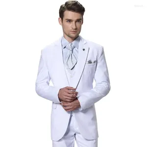Trajes de hombre Traje de hombre Terno Slim Fit Hombre Blanco Ocasiones formales Traje Homme Custom Make Set (abrigo Pantalones Chaleco)