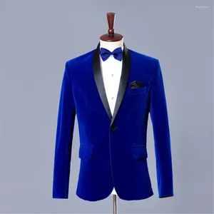 Trajes para hombres hombres Velvet Blazer Royal Blue Borgoundy Suit Jacket Slim Fit Tuxedo para Prom Classic