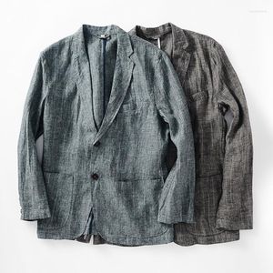 Trajes de hombre Blazer de lino para hombre Chaqueta de traje Classic Fit Rayas texturizadas Sport Coat Regular Two Button Lightweight Sportcoat Hombre