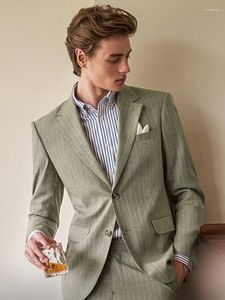 Costumes pour hommes Mens Set Blazer Vest Pant Khaki Stripe Luxury Slim Fit Wedding Groom Wear Four Season Clothing Formal Party Stage Suit 6xl