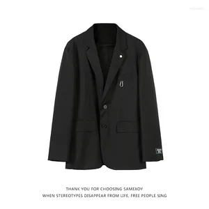 Trajes para hombres Blazers blancos para hombre para tendencias de moda coreana Streetwear 2023 Traje de llegada Tops Chaqueta Vestido negro suelto Abrigos Ropa masculina