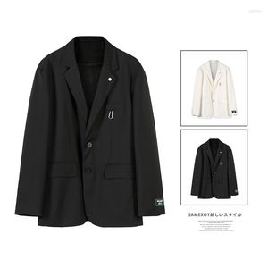 Costumes pour hommes Hommes Blazers blancs pour les tendances de la mode coréenne Streetwear 2022 Costume d'arrivée Tops Veste Lâche Robe noire Manteaux Vêtements masculins
