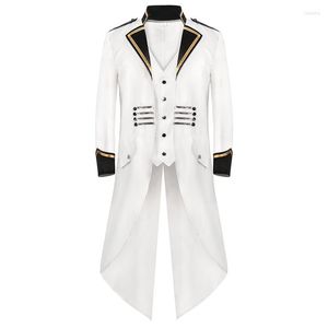 Trajes para hombres Hombres Blanco Medieval Steampunk Tailcoat Hombres Renacimiento Pirata Vampiro Chaqueta Gótica Victoriana Frock Coat Fiesta Disfraz de Halloween