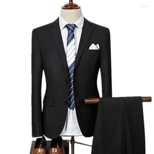 Costumes pour hommes beau printemps automne la haute qualité simple boutonnage Slim Fit hommes affaires robe veste pantalon ensemble