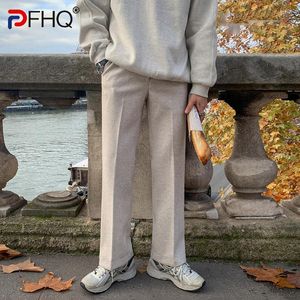 Trajes de hombre PFHQ Trendy 2023 primavera espesar pantalones de lana traje de hombre pantalones coreanos sueltos tubo recto Casual pierna ancha elegante