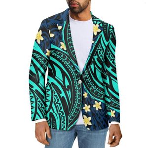 Trajes de hombre Tribal polinesio Tongan Totem tatuaje Tonga estampados estilo moda Casual hombres cuello en V traje abrigo Delgado elegante ropa de oficina Formal