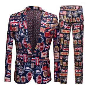 Trajes de hombre traje estampado chaqueta de moda 2023 abrigo de bandera americana Bule británico