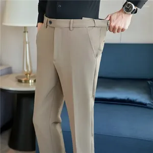 Costumes pour hommes Version coréenne raffinée Slim-Fit Business Social Tenue de soirée Pantalon de costume de haute qualité Invisible Stretch Slim pour hommes