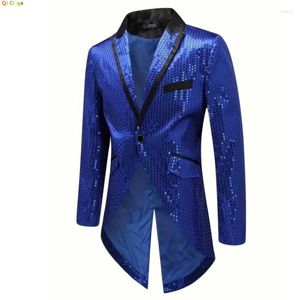 Suits para hombres Royal Blue V-Neeck de manga larga de manga larga TV TV Represeting Magic Glitter Decoración de lentejuelas Red Black Blazers xxl xxl