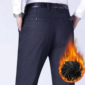 Trajes de hombre Pantalones de traje Pantalones de invierno de longitud completa térmicos de felpa suave para el trabajo