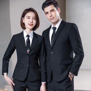 Trajes para hombre Conjunto de traje y mujer Mismo trabajo profesional Dos piezas Dos botones