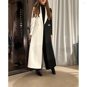 Costumes masculins Blancs et noirs Double Bords Élégants Femmes Forme Business Office Work Long Veste 1 Piece Luxury Lady Abaya Blazer