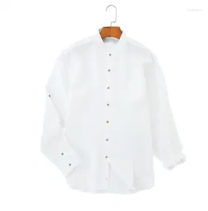 Trajes de hombre Camisa informal blanca fresca con cuello alto pequeño
