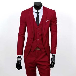 Men's Suits with A Buckle for Work, All-match Western Fit Suit Temperament Men's Three-piece Suit X0909