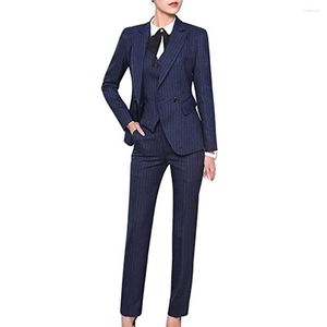 Trajes de hombre, conjunto de chaqueta de oficina de tres piezas para mujer, para el trabajo, traje de negocios, chaleco y chaqueta de pantalón de doble botonadura