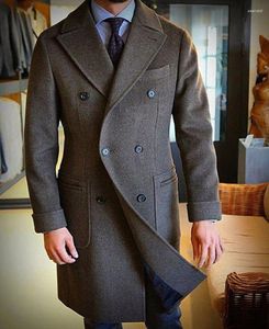 Trajes de hombre abrigo de lana solapa larga cruzado invierno moda Casual cómodo desplazamientos diseño delgado 2024