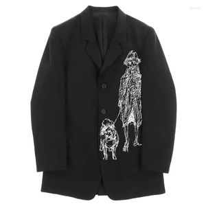 Costumes pour hommes Yamamoto 23SS printemps Yohji et été homme chien marche impression manteau décontracté ample surdimensionné haut de costume pour hommes