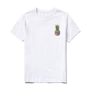 Camisetas con estampado de dibujos animados de verano para hombre, camisetas con estampado de piña y letras a la moda para hombre, ropa informal de cuello redondo con gráfico de manga corta