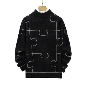 Pulls pour hommes hiver épais pull tricoté pull de haute qualité chaud brossé mode décontracté