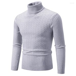 Pulls pour hommes 2023 automne et hiver chaud col haut solide élastique tricot bas pull pull hommes harajuku