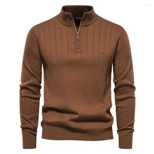 Sweaters para hombres 2023 Autumn Winter Zipper Ripper For Men Alta calidad Collar de soporte Collar de algodón Sweater Sweater Clothing