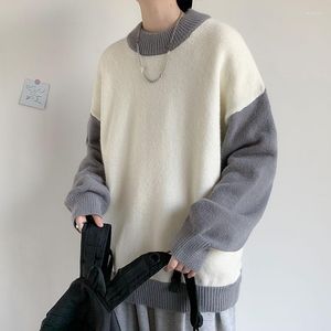 Suéteres para hombre 2023, suéter de Cachemira de manga larga de punto suelto a la moda para hombre, abrigos blancos/negros/azules, jersey de lana para hombre, tejido Plus